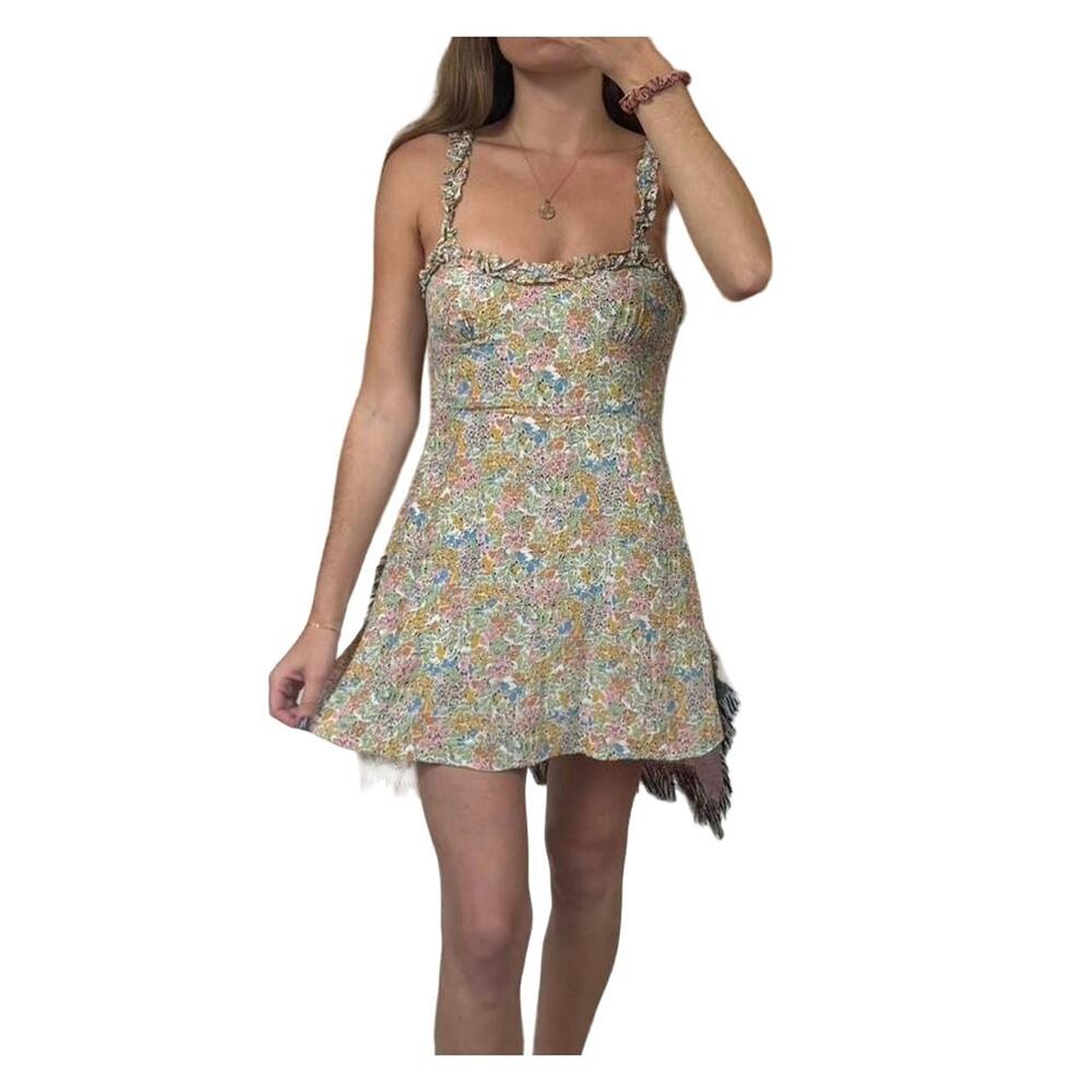 Zara Colorful Floral Print Mini Dress Size Medium